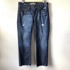 BKE Starlite Jeans Womens 28 Low Rise Cropped Distressed Embellished Pocket Boho